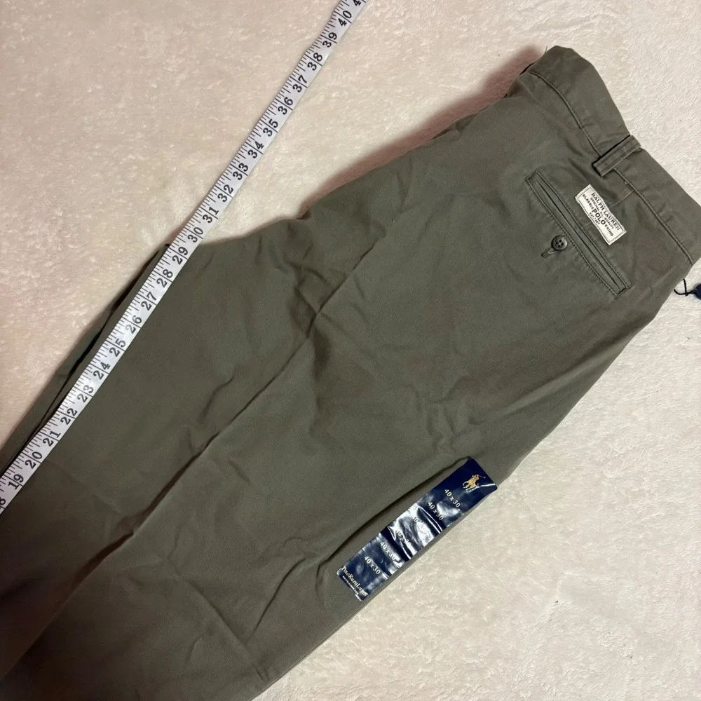 VINTAGE POLO RALPH LAUREN Andrew Pant Mens 40/30 Olive‎ Green Pleated Chino NEW
